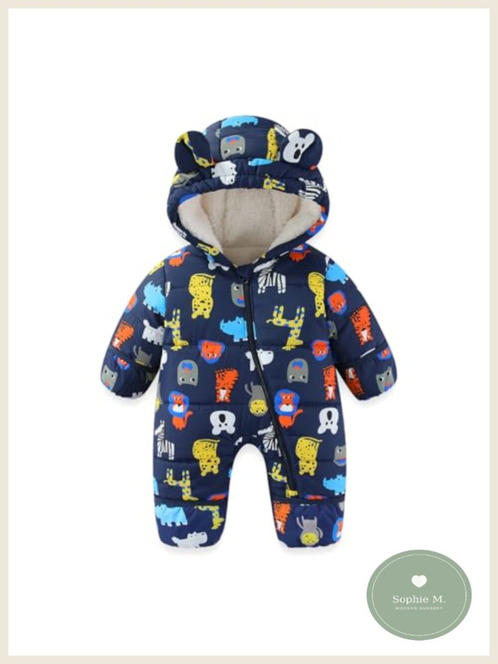 Winter Baby Snowsuit Hooded Puffer Jumpsuit One-Piece Fleece Lined